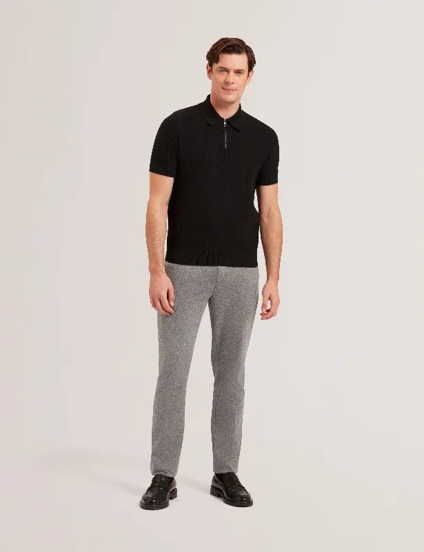 Men's antimicrobial polo shirts for odor - free daily wearFourd Short Sleeve Herringbone Stitch Zip Polo Black