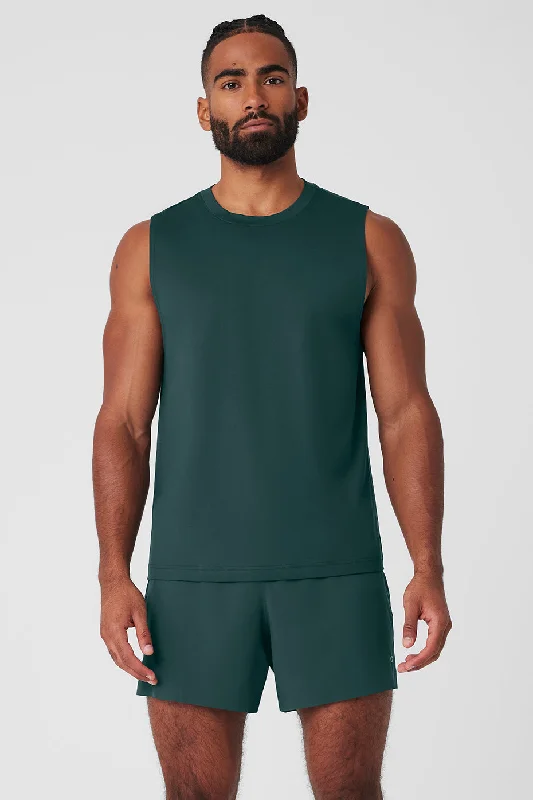 Men's Thermal - Lined Casual Shirts in Black for Added Warmth in Cold WeatherConquer Muscle Tank - Midnight Green