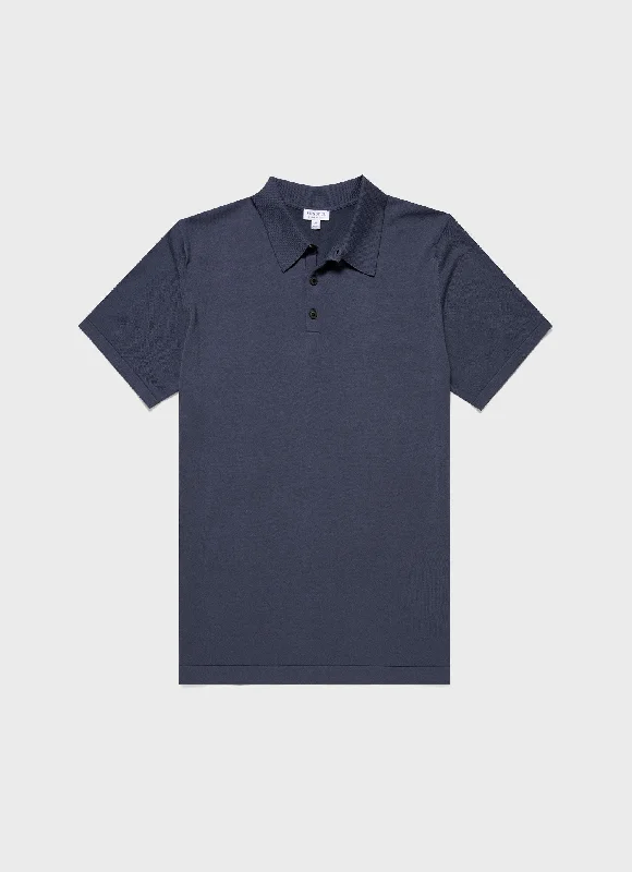 Men's formal - style silk blend polo shirts for special occasionsMen's Sea Island Cotton Polo Shirt in Slate Blue