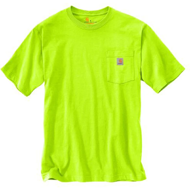 Men's Linen Blend Casual Shirts with Roll - Up Sleeves for a Summer Beach LookCarhartt Men's Short Sleeve Pocket T-Shirt_Bright Lime