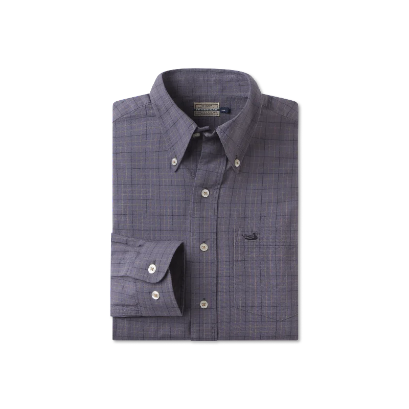 Men's Stretch - Fabric Casual Shirts in Navy Blue for a Comfortable and Flexible FitYouth Sabine Washed Check Dress Shirt