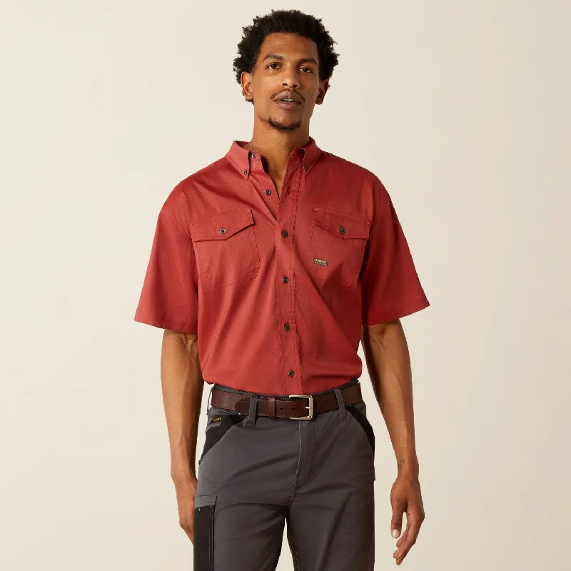 Men's Slim - Fit Printed Floral Casual Shirts in Pastel Colors for a Spring - Inspired VibeAriat Men's Made Tough™ Durastretch™ Button-Down Short Sleeve Work Shirt