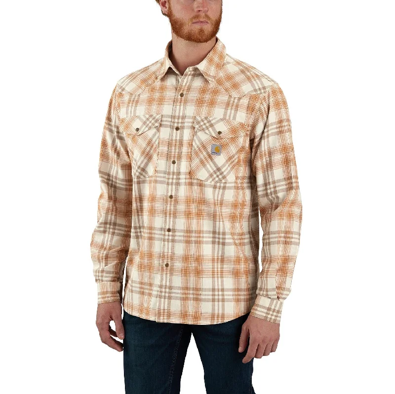 Men's Distressed Denim Casual Shirts with Frayed Edges for a Trendy and Rugged LookCarhartt Men's Montana Relaxed Fit Lightweight Plaid Button-Down Work Shirt