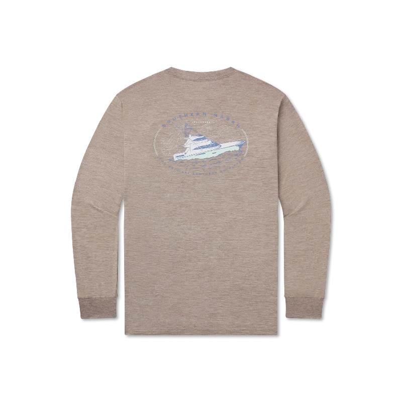 Men's Two - Tone Contrast Panel Casual Shirts in White and Navy for a Stylish and Eye - Catching DesignFieldTec™ Heathered Tee - Deepsea -  Long Sleeve
