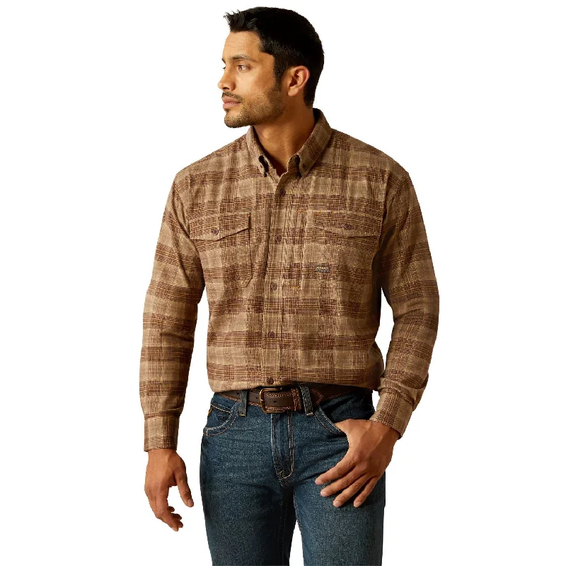 Men's Thermal - Lined Casual Shirts in Black for Added Warmth in Cold WeatherAriat Men's Rebar Flannel DuraStretch™ Button-Down Work Shirt