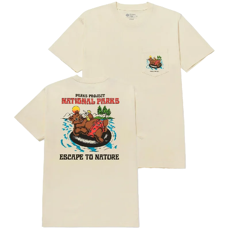Men's Linen Blend Casual Shirts with Roll - Up Sleeves for a Summer Beach LookMen's Escape to Nature Bear Float Pocket Tee