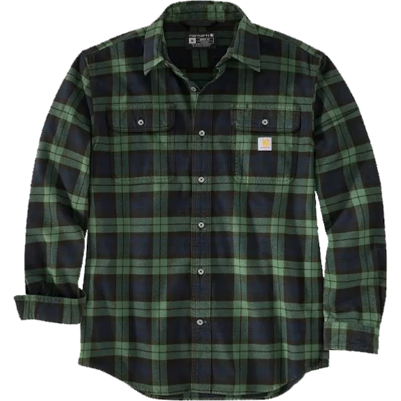 Men's Distressed Denim Casual Shirts with Frayed Edges for a Trendy and Rugged LookMen's Loose Fit Heavyweight Flannel Long-Sleeve Plaid Shirt