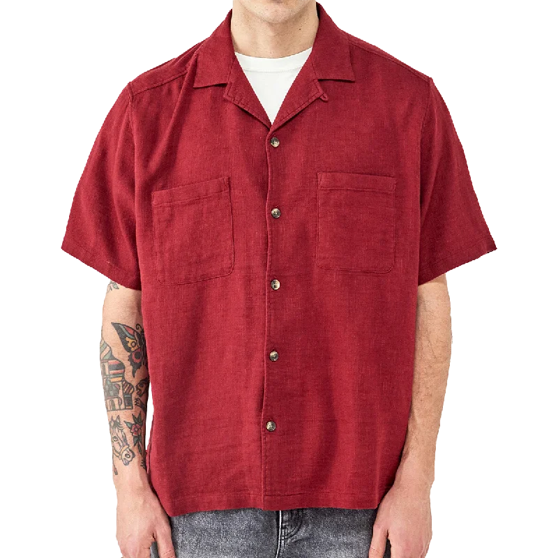 Men's Linen Blend Casual Shirts with Roll - Up Sleeves for a Summer Beach LookMen's Gauze Crinkle Shirt
