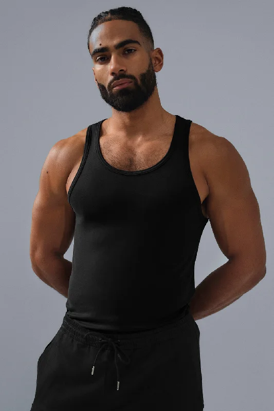 Men's Wrinkle - Resistant Polyester Blend Casual Shirts for Easy Travel and MaintenanceEveryday Modal Rib Tank - Black