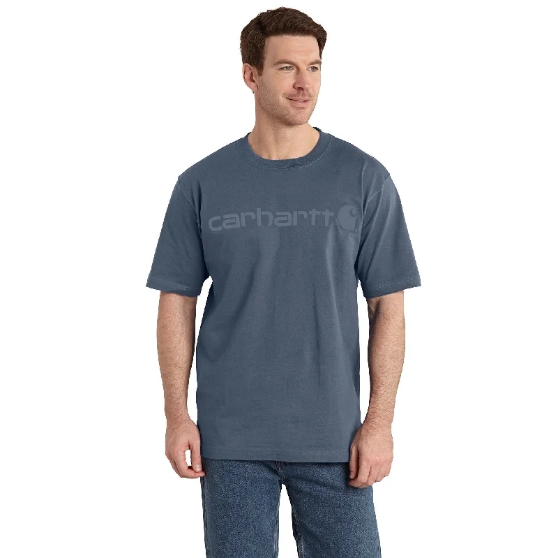 Men's Moisture - Wicking Performance Fabric Casual Shirts for Outdoor ActivitiesCarhartt Men's Signature Logo Short Sleeve T-Shirt_Bluestone