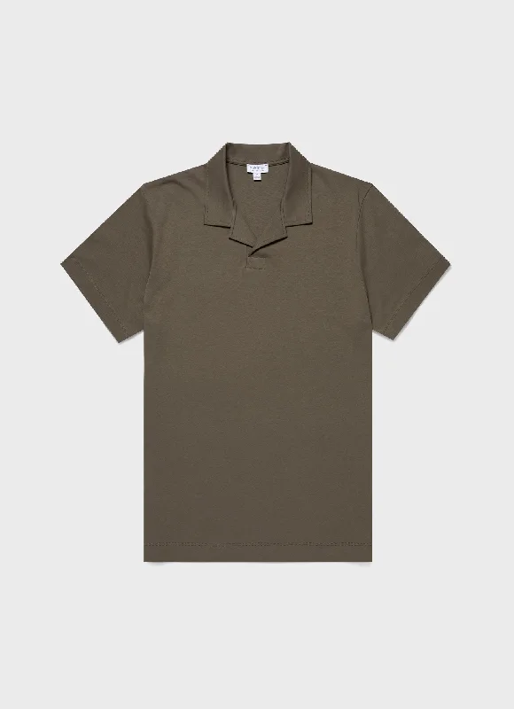 Men's button - down spread collar polo shirts for business casualMen's Heavyweight Polo Shirt in Khaki
