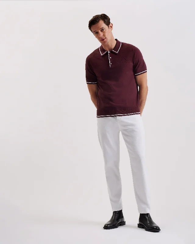 Men's UV - protected polo shirts for outdoor gardeningDunow Short Sleeve Pointelle Diamond Polo Maroon