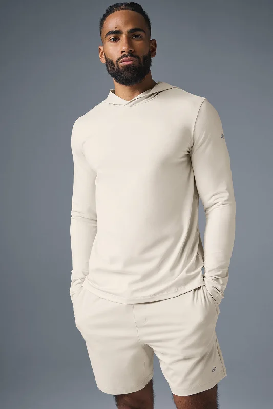 Men's Slim - Fit Printed Floral Casual Shirts in Pastel Colors for a Spring - Inspired VibeConquer Reform Long Sleeve With Hood - Bone