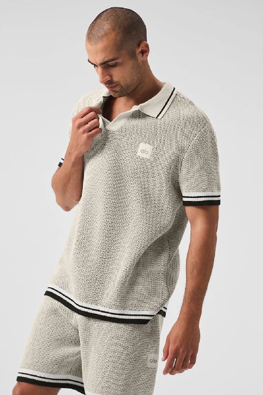 Men's Button - Down Oxford Casual Shirts in Crisp White for a Classic and Versatile StyleSports Club Sweater Knit Polo - Bone