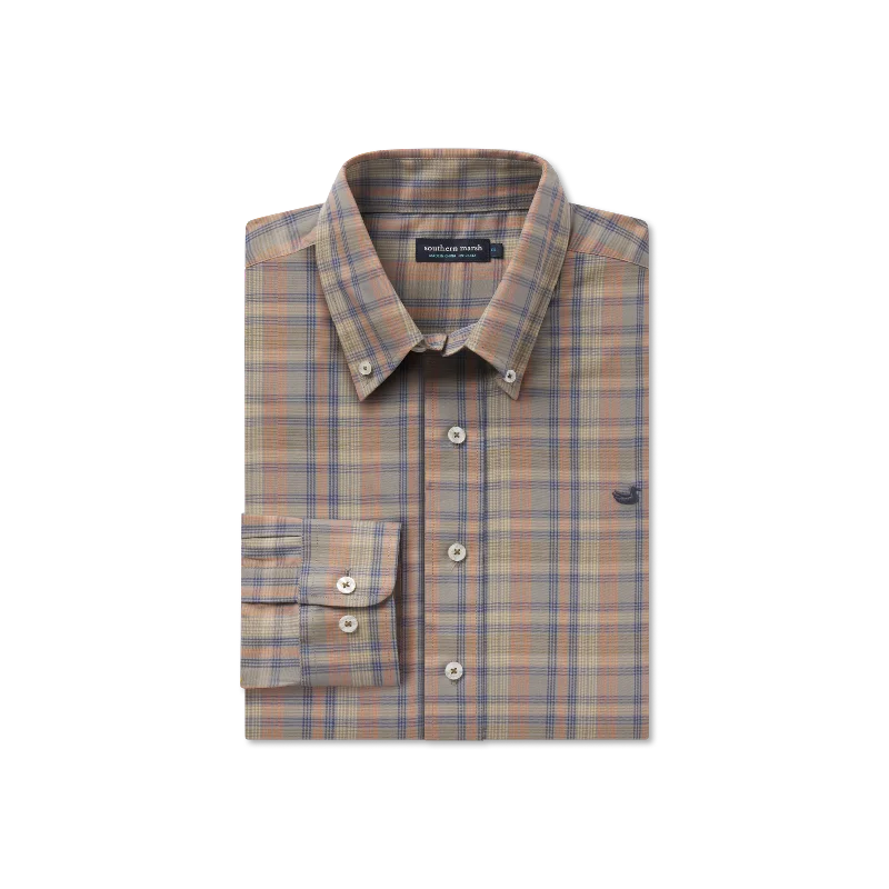 Men's Button - Down Oxford Casual Shirts in Crisp White for a Classic and Versatile StyleBenton Grid Dress Shirt