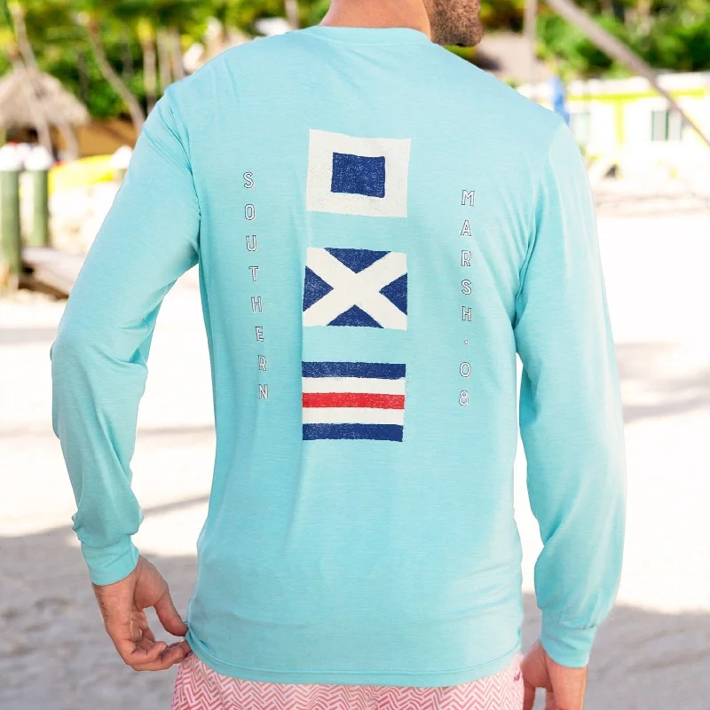Men's Sustainable Recycled Material Casual Shirts for Eco - Conscious ConsumersFieldTec™ Heathered Performance Tee - Flags - Long Sleeve