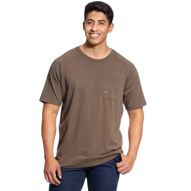 Men's Stretch - Fabric Casual Shirts in Navy Blue for a Comfortable and Flexible FitAriat Men's Rebar CottonStrong T-Shirt_Moss