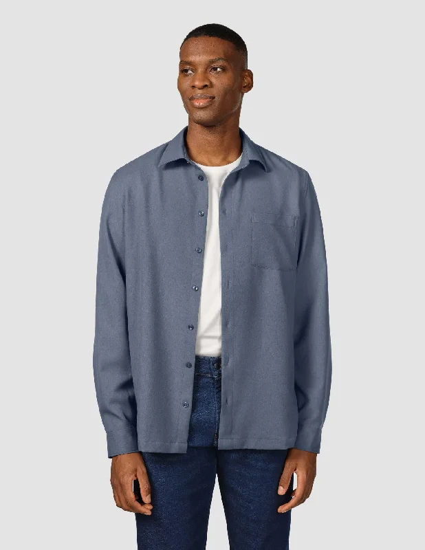Men's Short - Sleeve Linen Casual Shirts in Light Khaki for a Breathable Summer OptionEffortless Shirt Storm Blue