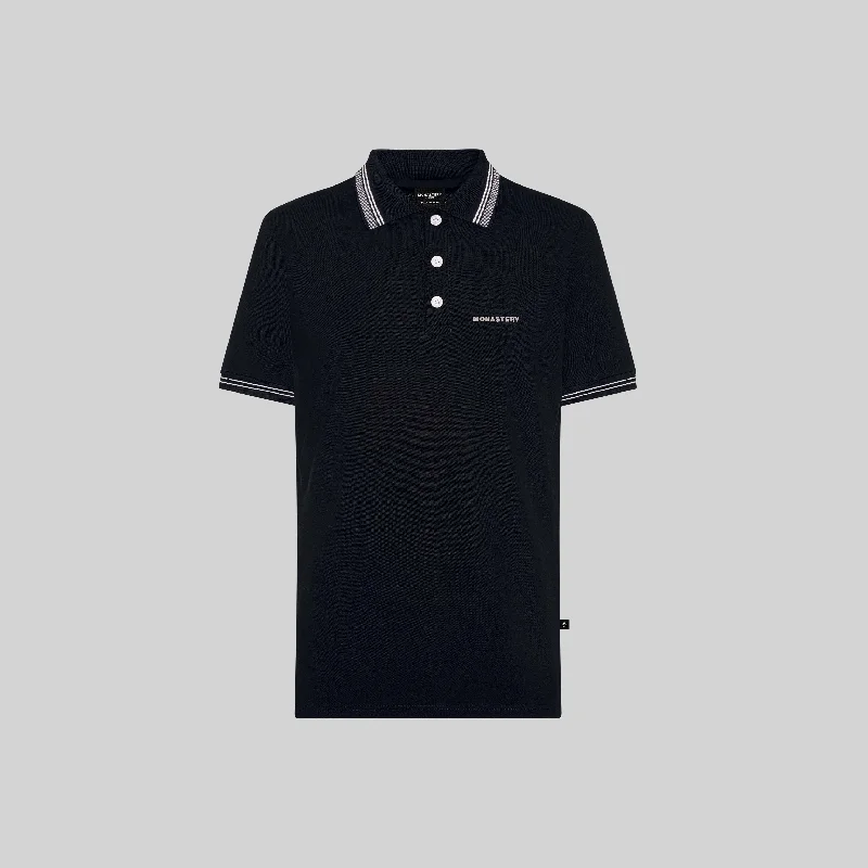 Men's slim fit short sleeve polo shirts with contrast collarsSOLUS POLO BOX BLACK