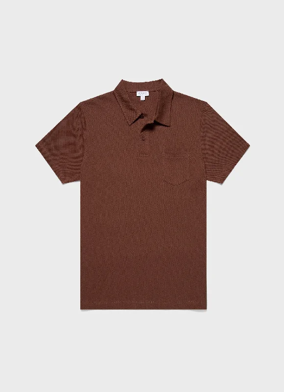 Men's high - collar polo shirts with a modern twistMen's Riviera Polo Shirt in Cocoa Brown