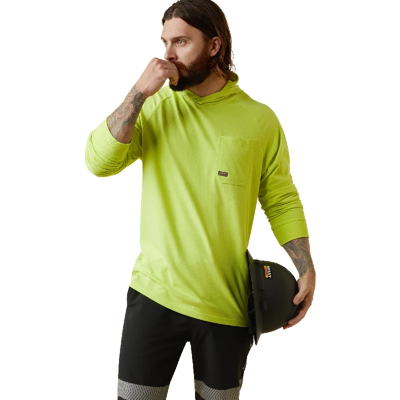 Men's Embroidered Detail Casual Shirts in Beige for a Touch of EleganceAriat Men's Rebar Cotton Strong Hooded Long Sleeve T-Shirt_Bright Yellow