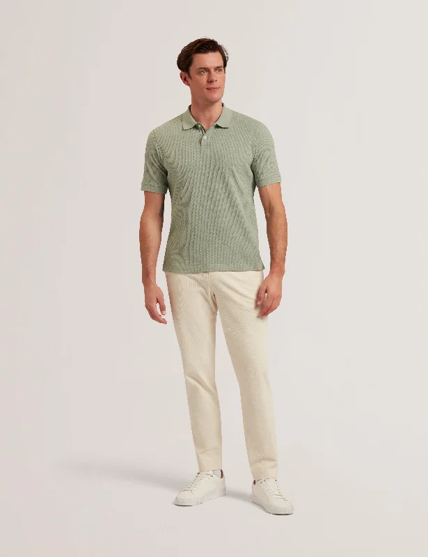 Men's two - tone stripe polo shirts with a preppy styleRedman Short Sleeve Regular Textured Polo Green