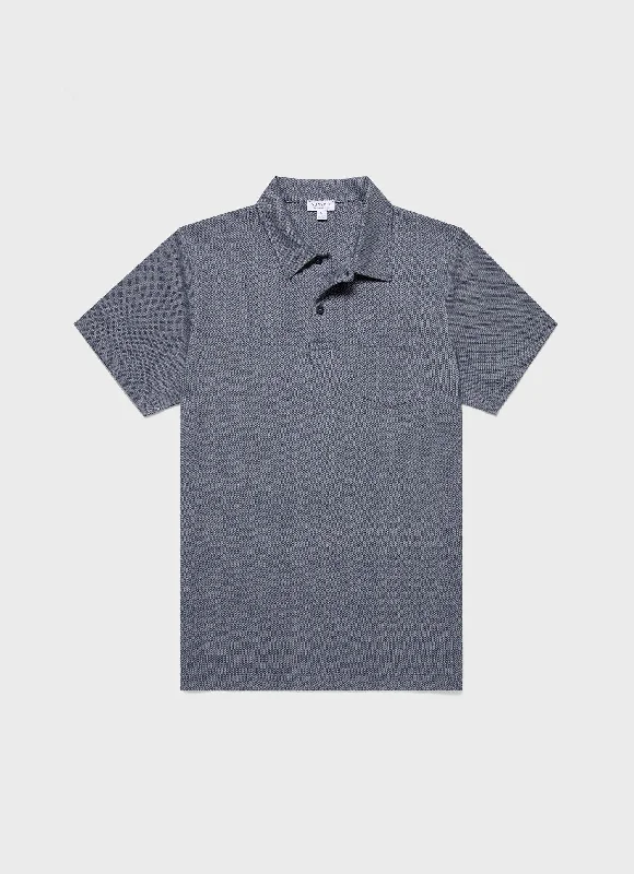 Men's ribbed cuffs and hem polo shirts for a textured lookMen's Riviera Polo Shirt in Navy Twist