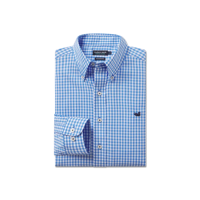 Men's Linen Blend Casual Shirts with Roll - Up Sleeves for a Summer Beach LookYouth Brentwood Gingham Performance Dress Shirt