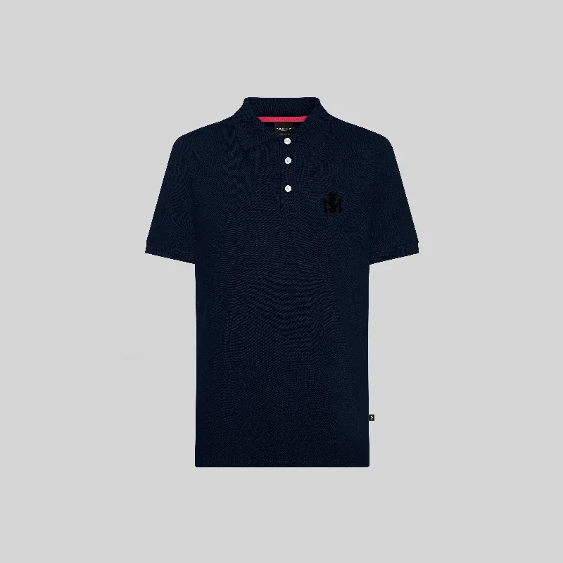 Men's jacquard woven polo shirts with intricate designsTERMÓPILAS NAVY POLO