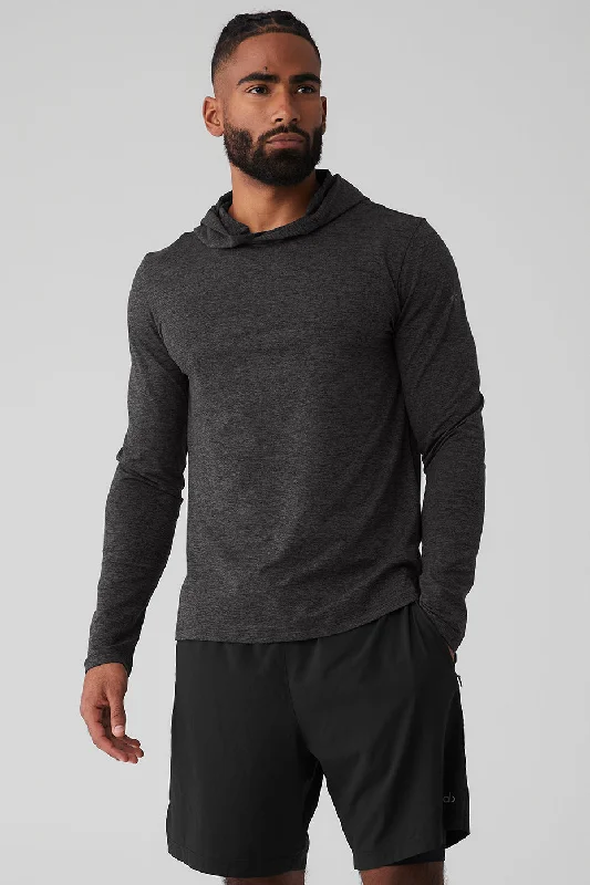 Men's Embroidered Detail Casual Shirts in Beige for a Touch of EleganceConquer Reform Long Sleeve With Hood - Dark Heather Grey