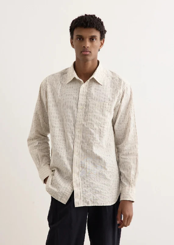 Men's two - tone stripe polo shirts with a preppy styleMo Oversized Striped Shirt