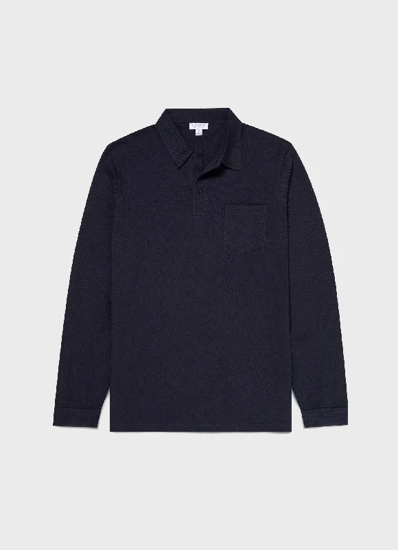 Men's antimicrobial polo shirts for odor - free daily wearMen's Riviera Long Sleeve Polo Shirt in Navy
