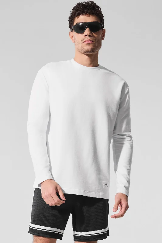 Men's Shearling - Lined Collar Casual Shirts in Brown for a Rustic and Warm AppealDouble Take Long Sleeve Crew - White