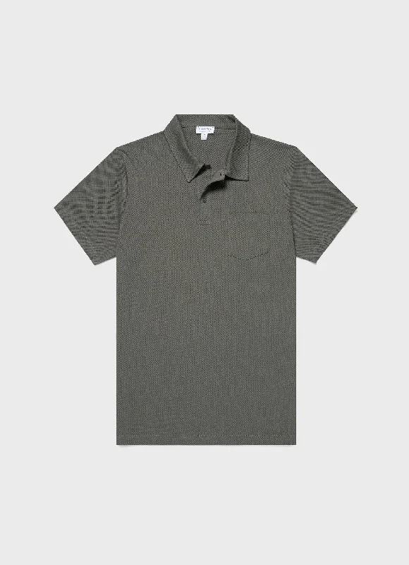 Men's two - tone stripe polo shirts with a preppy styleMen's Riviera Polo Shirt in Khaki