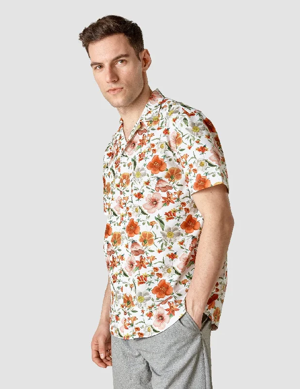 Men's Long - Line Oversized Casual Shirts in Dark Gray for a Relaxed and Modern LookBowling Short Sleeve Shirt Botanical