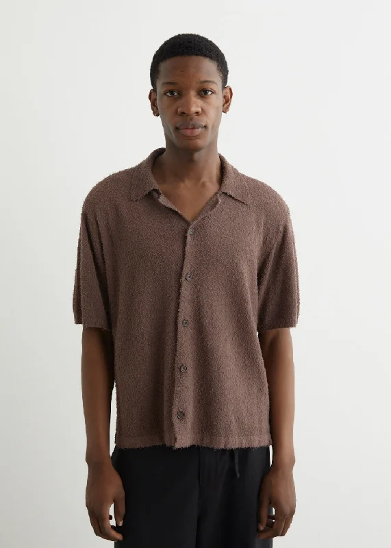 Men's slim fit short sleeve polo shirts with contrast collarsNineteen Seventy Boucle Knit Short Sleeve Shirt