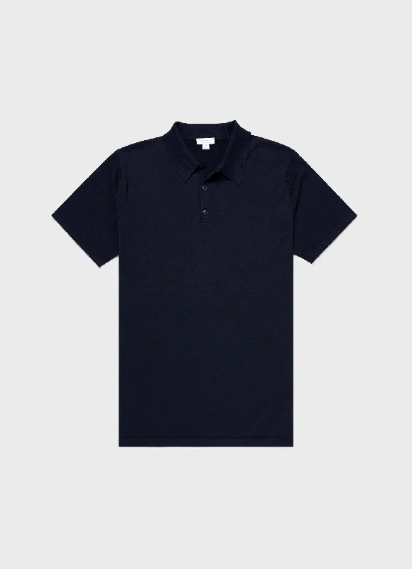 Men's formal - style silk blend polo shirts for special occasionsMen's Sea Island Cotton Polo Shirt in Light Navy