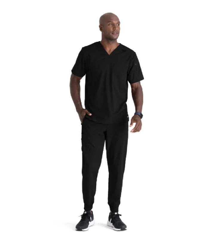 Men's Two - Tone Contrast Panel Casual Shirts in White and Navy for a Stylish and Eye - Catching DesignGrey's Anatomy Men's Murphy Pocket V-Neck Scrub Top