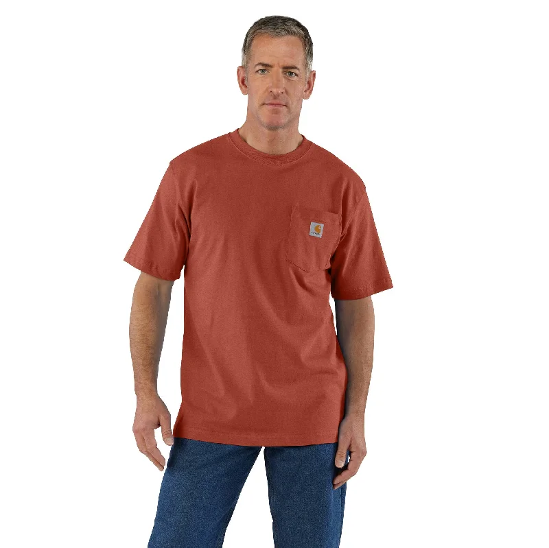 Men's Thermal - Lined Casual Shirts in Black for Added Warmth in Cold WeatherCarhartt Men's Short Sleeve Pocket T-Shirt_Saddle Red Heather