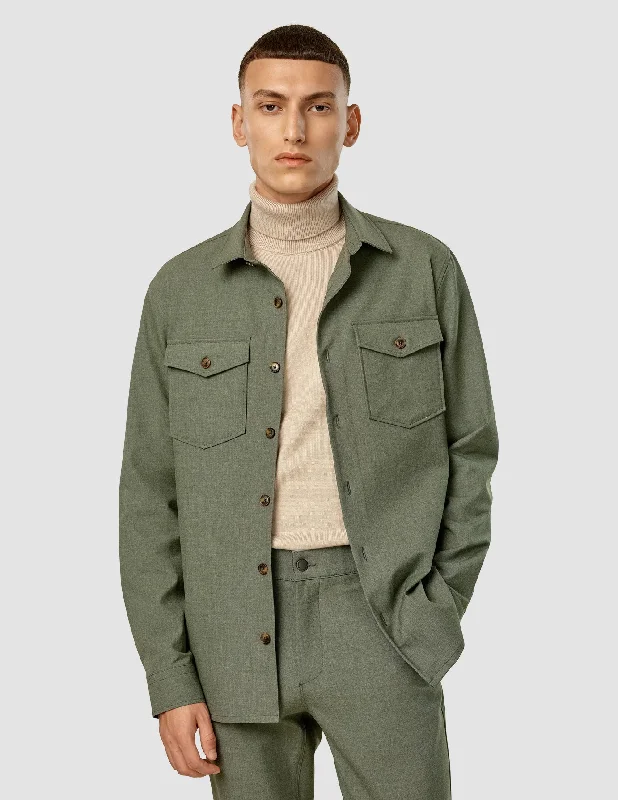 Men's Moisture - Wicking Performance Fabric Casual Shirts for Outdoor ActivitiesEssential Overshirt Nightfall Green Melange