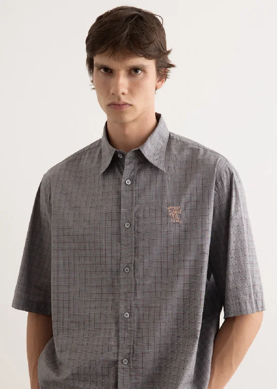 Men's button - down spread collar polo shirts for business casualSandrok SS Microcheck Cotton Shirt