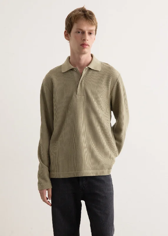 Men's two - tone stripe polo shirts with a preppy styleRuben Double Face Long Sleeve Polo