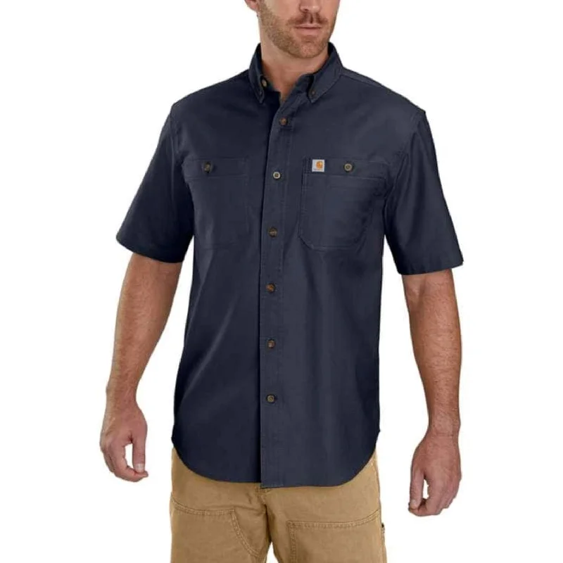 Men's Short - Sleeve Linen Casual Shirts in Light Khaki for a Breathable Summer OptionCarhartt Men's Rugged Flex® Relaxed Fit Midweight Canvas Work Shirt