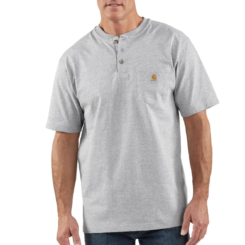 Men's Tailored Fit Checkered Casual Shirts in Multicolor for a Smart - Casual EnsembleCarhartt Men's Short Sleeve Pocket Henley_Heather Grey