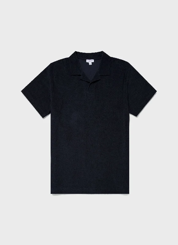 Men's color - block polo shirts with a bold fashion statementMen's Towelling Polo Shirt in Navy