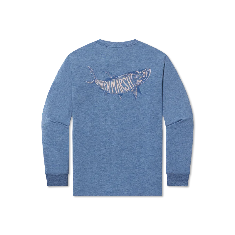 Plus Size Men's Striped Chambray Casual Shirts with a Spread Collar for a Preppy AppearanceFieldTec™ Heathered Tee - Tarpon Whispers - Long Sleeve