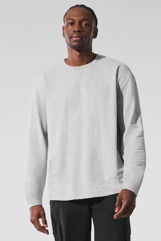Men's Wrinkle - Resistant Polyester Blend Casual Shirts for Easy Travel and MaintenanceDouble Take Long Sleeve Crew - Athletic Heather Grey