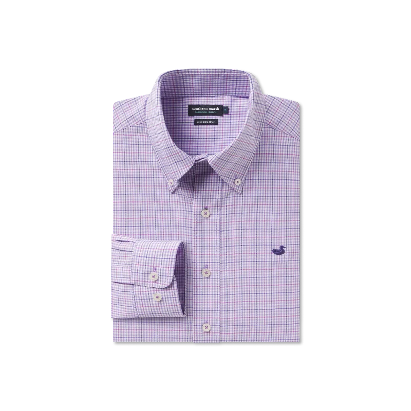 Plus Size Men's Striped Chambray Casual Shirts with a Spread Collar for a Preppy AppearanceDyer Performance Gingham Dress Shirt