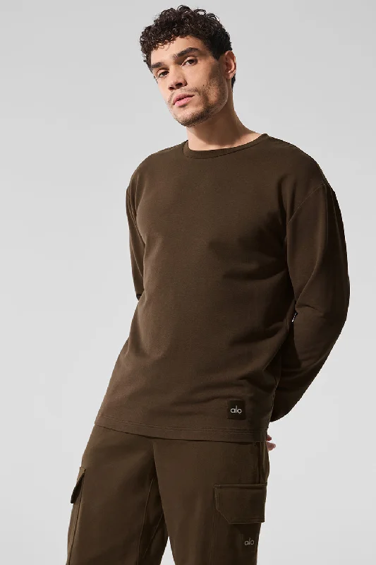 Men's Thermal - Lined Casual Shirts in Black for Added Warmth in Cold WeatherDouble Take Long Sleeve Crew - Espresso