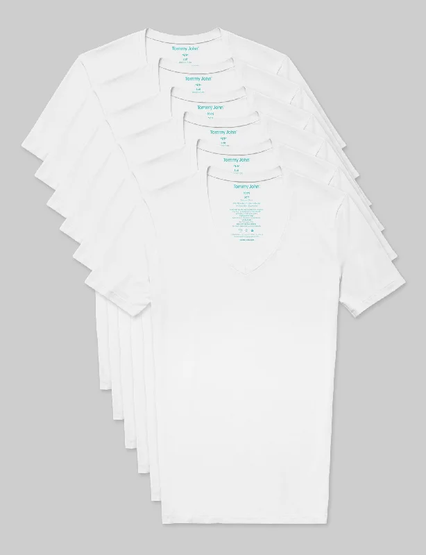 Men's Embroidered Detail Casual Shirts in Beige for a Touch of EleganceSecond Skin Deep V-Neck Stay-Tucked Undershirt (6-Pack)
